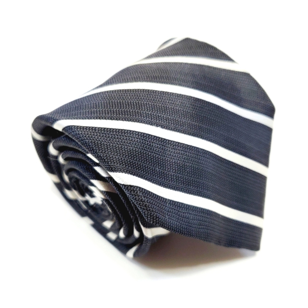 Beau Brummel Necktie Black Stripe Pattern Men's Silk Neck Tie Jacquard Fabric